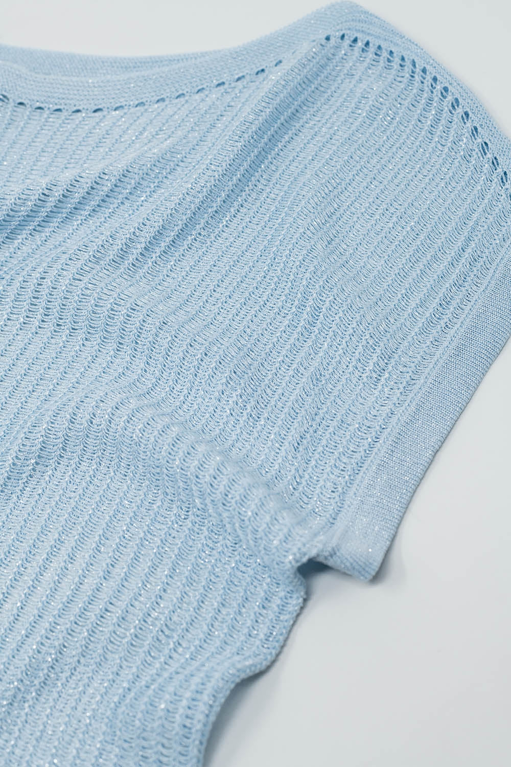 Pull  à col bateau et manches courtes bleu