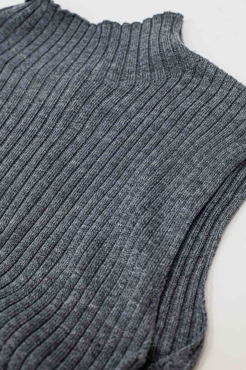Pull sans manches en laine gris
